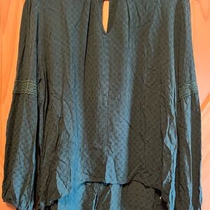 Maurices Women's Peasant Blouse Top Lace Green Long Sleeve Size XL Boho Cottage
